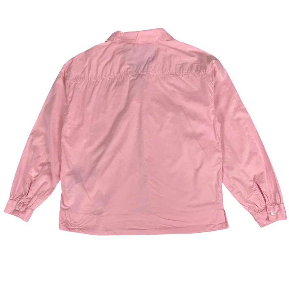 Old Navy Pink Lace-Up Poplin Poet Blouse Cottagecore Renaissance Small - Picture 6 of 16